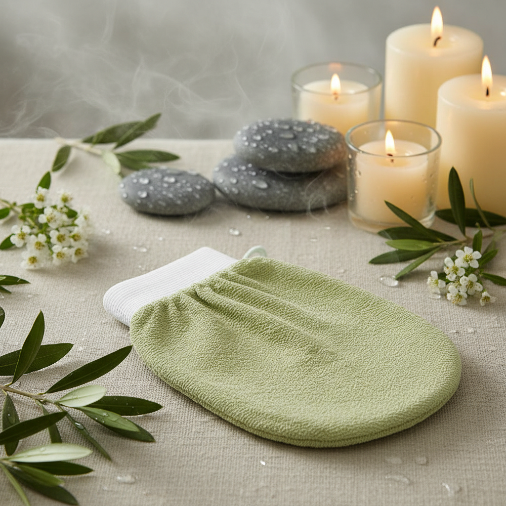 Sage Green Exfoliating Glove Spa Luxury